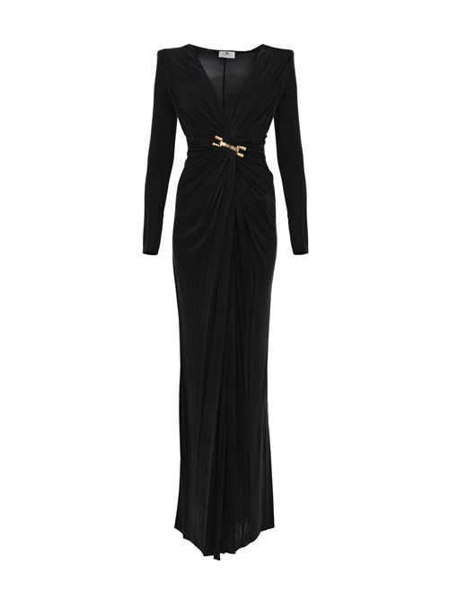 Abito Red Carpet in jersey cupro con logo gioiello Nero Elisabetta Franchi | ABR2961E2110